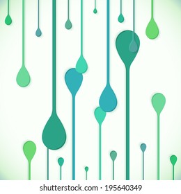 Flat style vector green water drops background