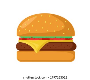 Flat style vector hamburger icon. hamburger cartoon vector illustration