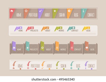 Flat Style Vector Header Horizontal Web Menu Design