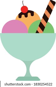 Vector de estilo plano de helado en vidrio