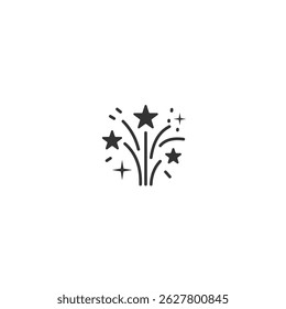 Flat style vector icon of festive fireworks with silhouette, symbolizing American patriotism and celebration of the 4th of July.