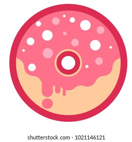 Flat Style Vector Icon of Food Donut. Fast food. 