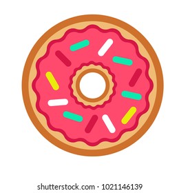 Flat Style Vector Icon of Food Donut. Fast food. 