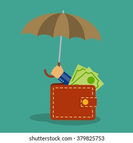 flat style vector icon money protection, money saving, finance protection, profit safety