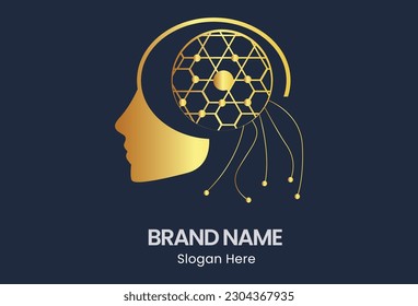 a flat style vector icon representing artificial intelligence. The icon is also associated with big data and is visually represented as a combination of artificial intelligence and human elements. It 
