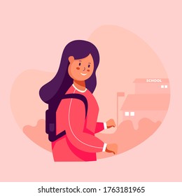 Flat style vector illustration. Back to School. Illustration in flat cartoon style, for website landing page, poster, pamphlet or any design