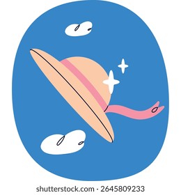 Flat Style Vector Illustration of a Beach Hat