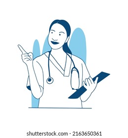 flat style vector illustration beautiful nurse woman