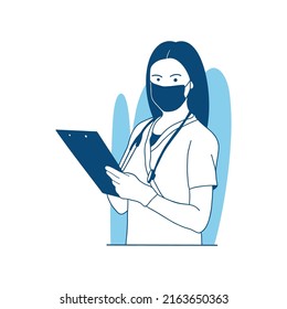 flat style vector illustration beautiful nurse woman