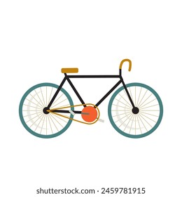 Flat style vector illustration with bicycle isolated on white background 