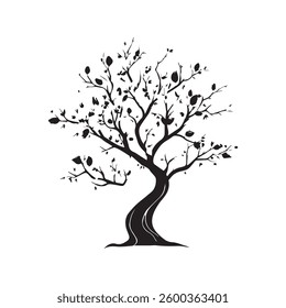 A flat style vector illustration of a big and beautiful banyan tree.