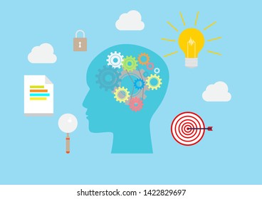 Flat style vector illustration brainstorming process concept