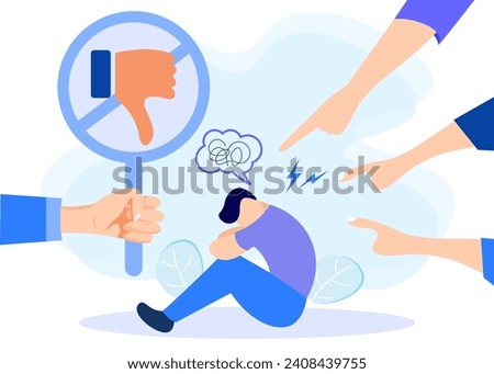 Flat style vector illustration Bullying, assault and intimidation concept. The problem of social violence. Verbal or physical harassment at school or work. Physical damage to the victims.