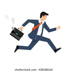 Flat style vector illustration of a businessman running, business concept.
