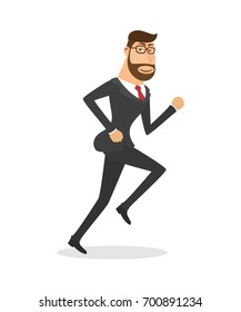Flat style vector illustration of a businessman running, business concept