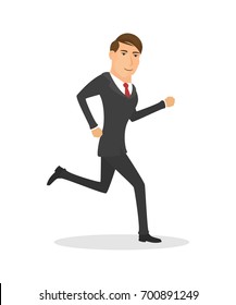 Flat style vector illustration of a businessman running, business concept