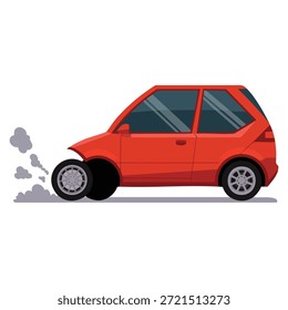 Flat style vector illustration of car and transportation issue with wheel perfect for automotive service problem solving and vehicle repair designs