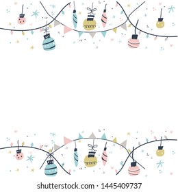 Flat style vector illustration of Christmas concept. Horizontal illustration of preparing for New Year celebration. Christmas card illustration.- Vector