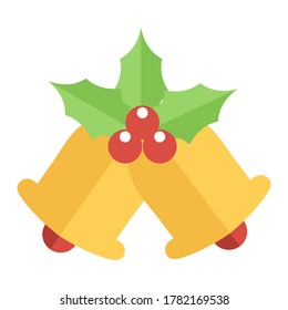 Flat Style Vector Illustration of Christmas Bells Isolated In White
