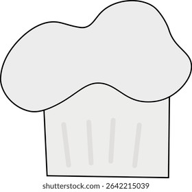 A flat style vector illustration of a classic white chef hat, also known as a toque, with a simple and clean outline.