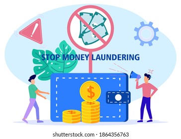 Flat style vector illustration. The concept of AML, campaign against money laundering, end corruption and illegal business. Suitable for web landing pages, ui, mobile apps, banner templates.