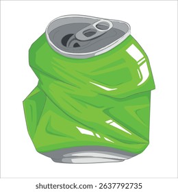 Flat style vector illustration of Crumbled or crushed aluminum, perfect for eco-themed designs, recycling awareness content, environmental education materials, and sustainability campaigns. 