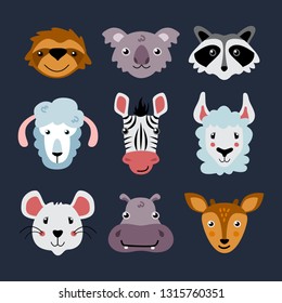 Flat style vector illustration of cute baby animals