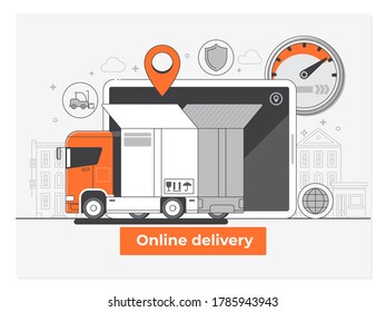 Flat style vector illustration delivery service concept.Online map, tracking, service.