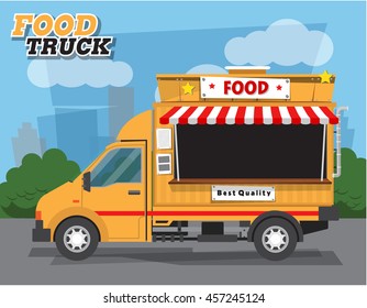 Flat style vector illustration. Delivery truck