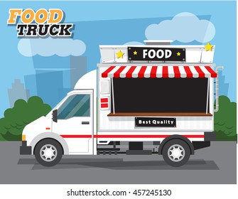 Flat style vector illustration. Delivery truck