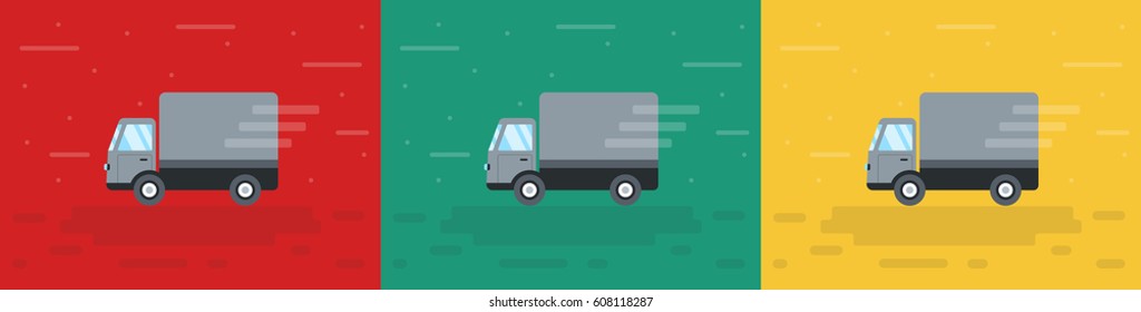 Flat style vector illustration delivery car. 
