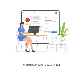 Flat style vector illustration design of dropshipper ordering process. Simplified visual representation of dropshipping business model.