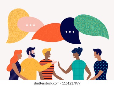 Flat style vector illustration, discuss social network, news, chat, dialogue speech bubbles
