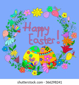 Flat style vector illustration with Easter eggs, can be used for wallpaper, pattern fills, web page background,surface textures.