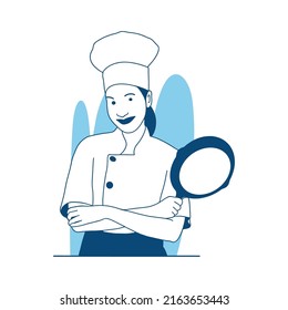 ilustración vectorial de estilo plana hembra chef sujetador