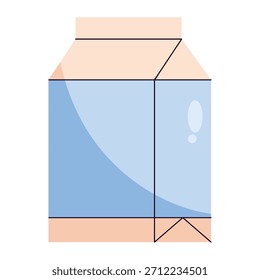 Ilustração de vetor de estilo plano de uma caixa de papelão de leite fresco
