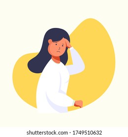 Flat style vector illustration, girl or women or people with fever. cough and chest pain. character shivering in the cold. sickness concept. for website landing page, poster, pamphlet or any design