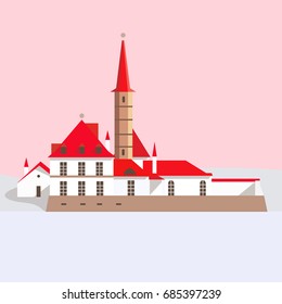 Flat style vector illustration of gothic castle.