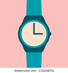 Flat style vector illustration of hand watch. Retro vintage watch style.