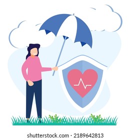 Flat style vector illustration, health insurance concept, doctor filling out health insurance forms, medical insurance for patients.