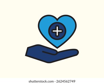 Flat style vector illustration of a healthcare icon, featuring clean shapes and modern design elements such as a medical cross, heart, or stethoscope. Designed for clarity and versatility