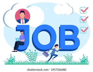 Flat style vector illustration, hiring job vacancies, job search, recruitment, workgroup, freelance.