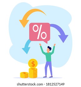 Flat style vector illustration. Internet shopping discounts. Seller reputation system, sales promotion, rebate program metaphor.