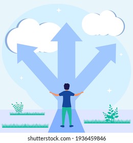 Flat style vector illustration. Intersection as a choice of business strategy and a choice of future creative business concepts