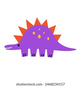 Flat style vector illustration with little dinosaur isolated on white background 