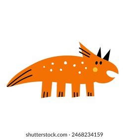 Flat style vector illustration with little dinosaur isolated on white background 