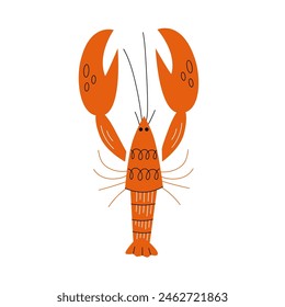 Ilustración vectorial de estilo plano con langosta aislada sobre fondo blanco 