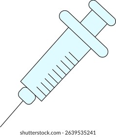 Flat Style Vector Illustration of Medical Syringe for Injection, Vaccination, Healthcare, and Hospital Use