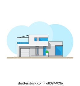 Flat style vector illustration of modern urban house.