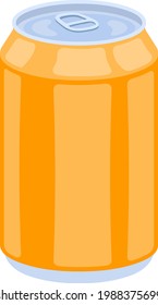 Flat style vector illustration of an orange aluminum can